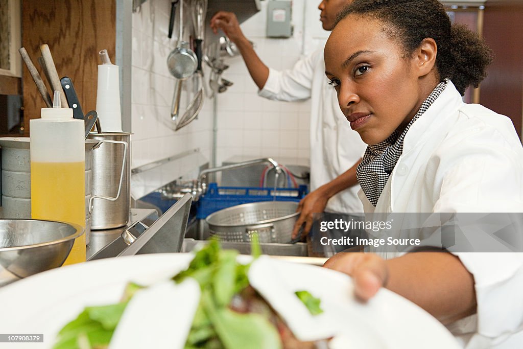 Chef working in commercial kitchen