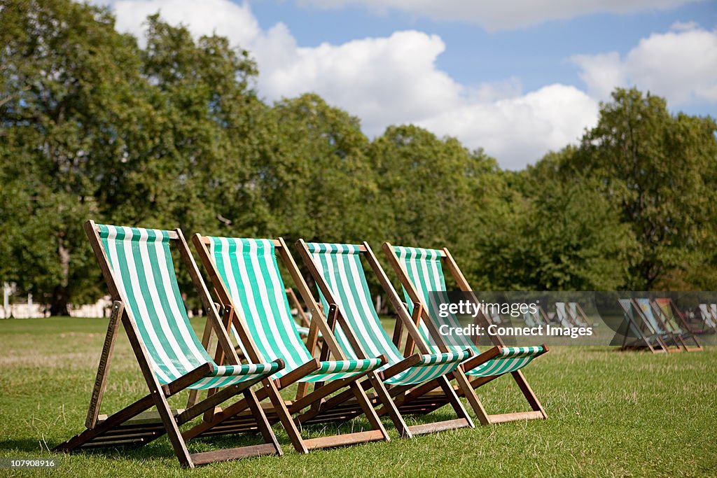 Deck chairs in St James's Park, London
