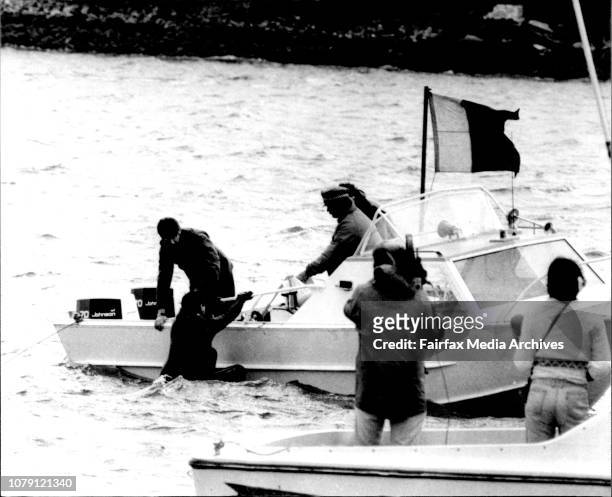 Police Diving located Suhner fishing boat off long Nose Point. July 27, 1977. .