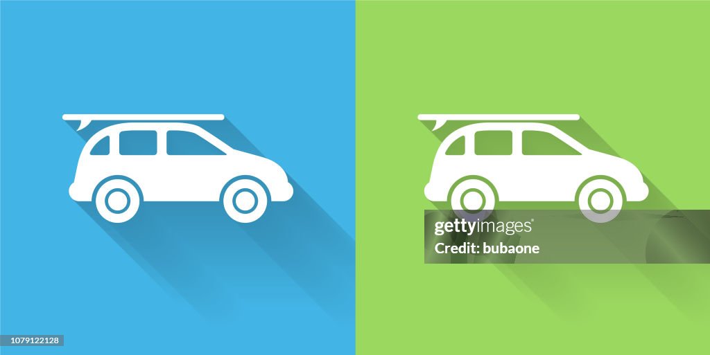 Car and Roof Rack Icon with Long Shadow