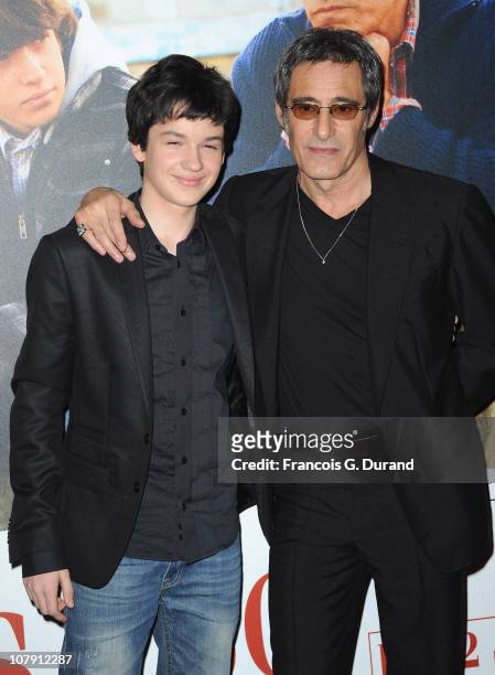Jeremie Duvall and Gerard Lanvin attend 'Le Fils A Jo' Paris Premiere at Cinema Gaumont Marignan on January 6, 2011 in Paris, France.