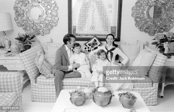 Author and actor Wyatt Emory Cooper, Carter Vanderbilt Cooper, heiress and socialite Gloria Vanderbilt and Anderson Cooper pose for a family portrait...