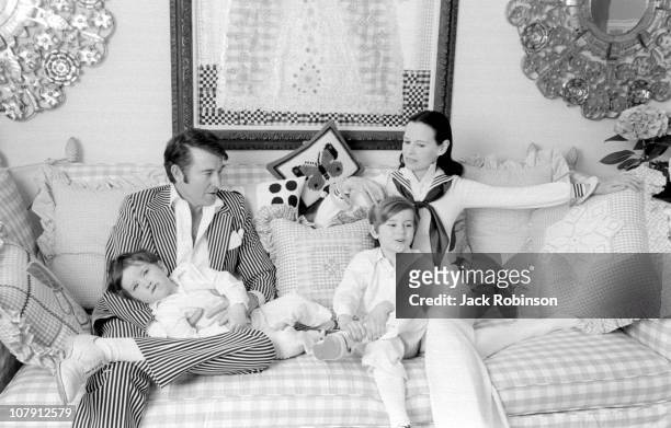 Author and actor Wyatt Emory Cooper, Carter Vanderbilt Cooper, heiress and socialite Gloria Vanderbilt and Anderson Cooper pose for a family portrait...