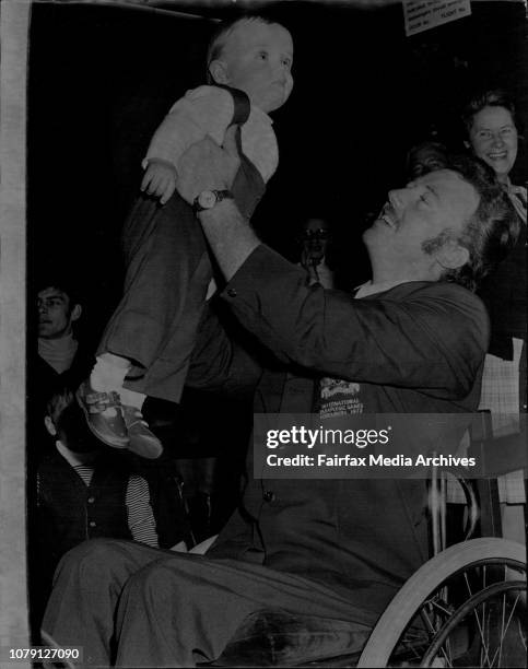 Members of the Australian Paraplegic Team flew back into Sydney today after 15 days at the Para-Olympics at Heidelberg Germany.John Matin of...