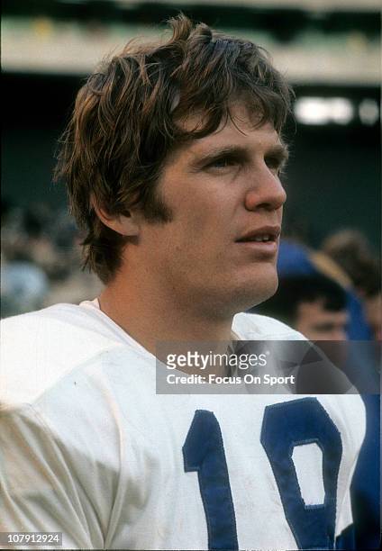 Wide Receiver Lance Rentzel of the Dallas Cowbowys watches the the action from the sidelines during an NFL football game circa 1967. Rentzel played...