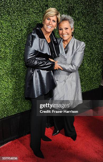 Personality Suze Orman and partner Kathy Travis, arrive at OWN: Oprah Winfrey Network's 2011 TCA Winter Press Tour Cocktail Party at the Langham...