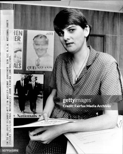 Jenny Gardiner Gen. Sec. N.S.W. National Party 15/11/84.Interview with Jenny Gardiner, General Sec. NSW National Party at their Headquarters in young...