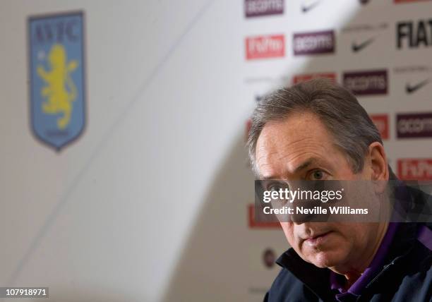 Gerard Houllier manager of Aston Villa speaks to the press at Bodymoor Heath training ground on January 7, 2011 in Birmingham, England.