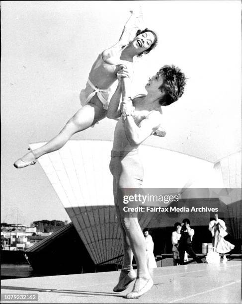 Francoise Philipbert and Neil Grigg pictured on the steps of the Opera House during rehearsals for the Ballet, Signatures.Members of The Dance...