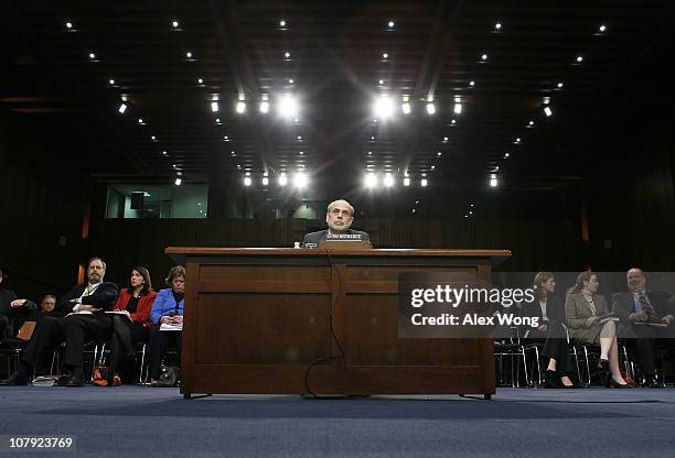 Federal Reserve Board Chairman Ben Bernanke testifies during a hearing before the Senate Budget Committee January 7, 2011 on Capitol Hill in...