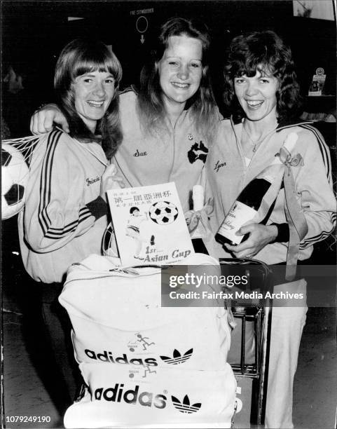 Trixie Berry 26 of Mortdale, Sue Binns 18 of Merrylands, Lynn McKenzie 24 of HurstvilleAn Australian Women Soccer Team returned from the Asian Cup...