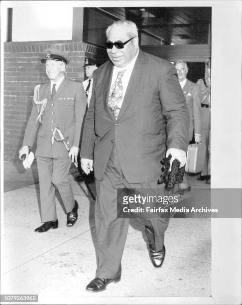 King Taufaahau Tupou IV, and Queen Halaevalu mata'aho, arrived in Sydney for official Australian visit. October 22, 1979.