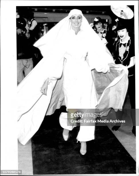 David Jones Fashion awards at the Wentworth hotel this evening.Maggie Eckhardt arrives. August 3, 1976. .