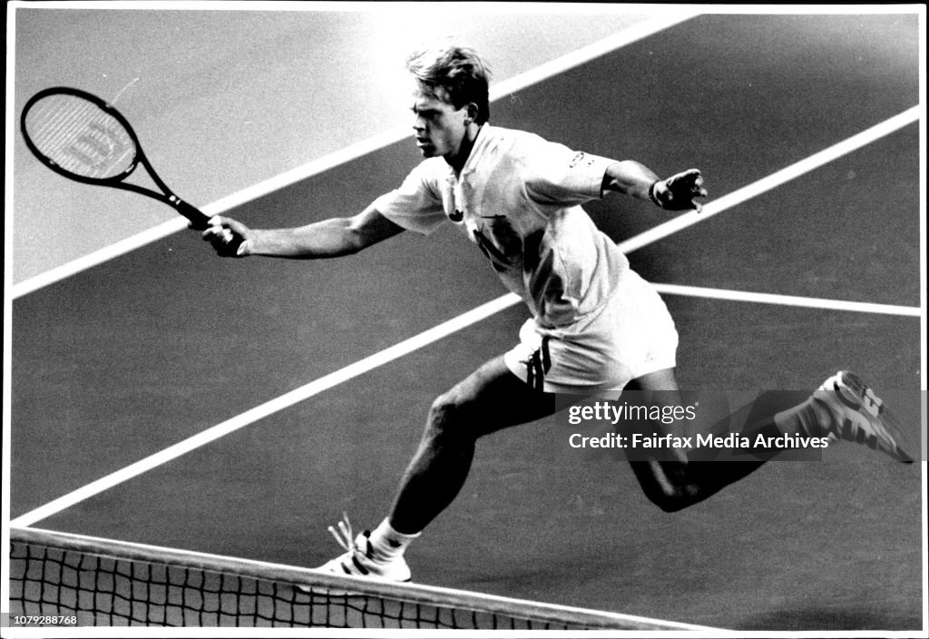 Semi final of the Australian Indoor Championships at The Entertainment Centre.Stefan Edberg V Henrik Holm.