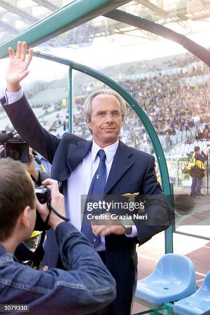 Lazio coach Sven-Goran Eriksson waves to the crowd before the Lazio v Brescia Serie A match played at the Stadio Olimpico in Rome. Mandatory Credit:...
