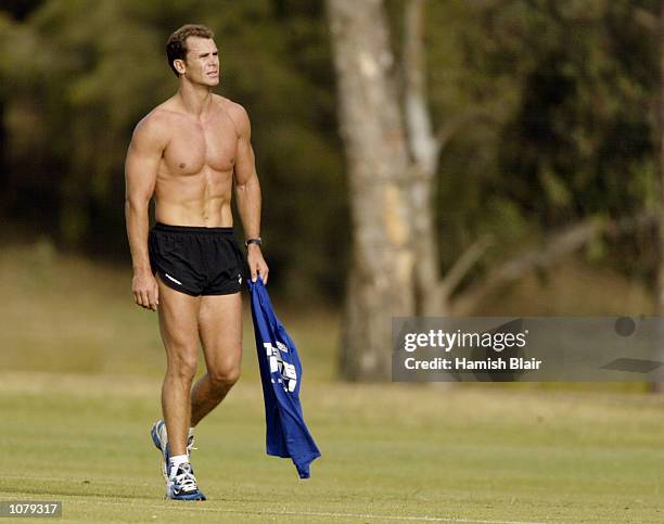 Wayne Carey of the Kangaroos looks on, during training at Trinity Grammar Sports Ground, Melbourne, Australia. DIGITAL IMAGE. Mandatory Credit:...