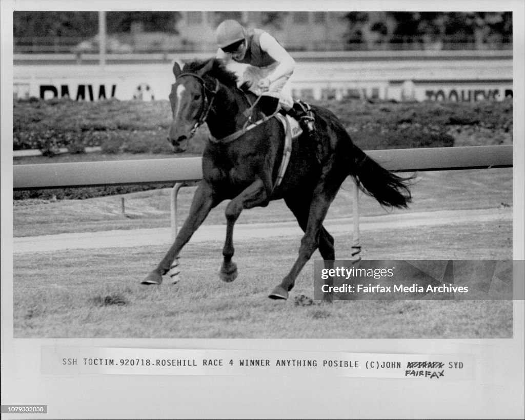 Rosehill Races 4 Winner Anything Possible.Rosehill Races - Race 4 - Winner No 3 Anythings Possible. Jockey D. Beadman.