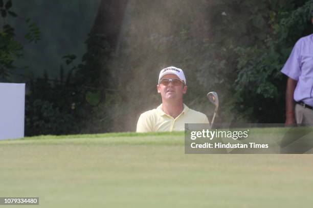 New Zealand golfer Mark Brown in action during the Hero Indian Open tournament at the Delhi Golf Club, on October 9, 2008 in New Delhi, India.