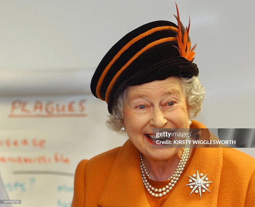 Britain's Queen Elizabeth II smiles duri