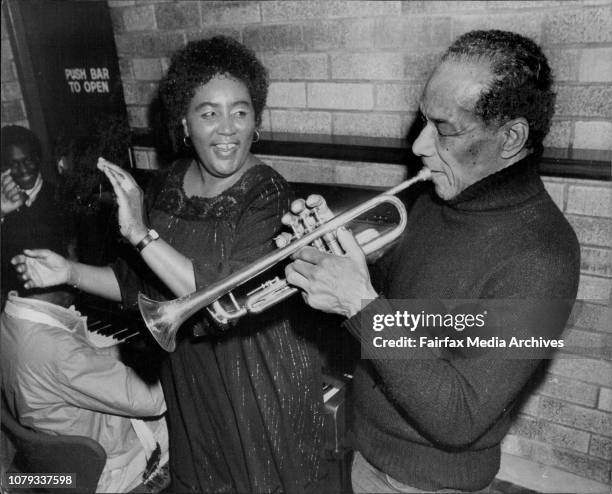 The caste of New Orleans Musical, "One Mo Time" at her Majesty's Theatre.Two of the stars of the show are famous Trumpeter, Bill Dillard who played...