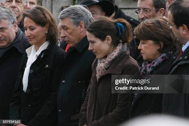 Segolene Royal, Gilbert Mitterrand, Mazarine Pingeot and Martine Aubry attend a ceremony held for late French President Francois Mitterrand at Jarnac...