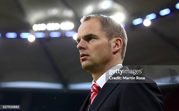 Frank de Boer, head coach of Amsterdam looks on prior to the friendly match between Hamburger SV and Ajax Amsterdam at Imtech Arena on January, 2011...