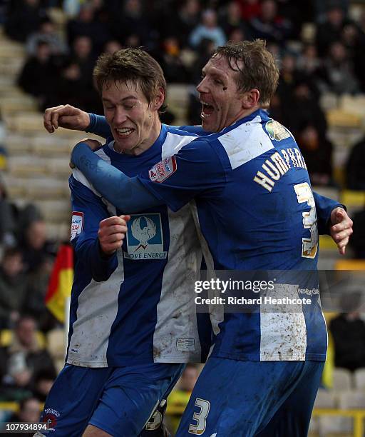 Anthony Sweeney of Hartlepool celebrates scoring the opening goal during the 3rd round FA Cup Sponsored by E.ON match between Watford and Hartlepool...