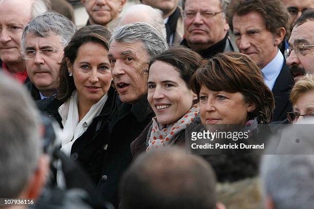 Segolene Royal, Gilbert Mitterrand, Mazarine Pingeot and Martine Aubry attend a ceremony held for late French President Francois Mitterrand at Jarnac...