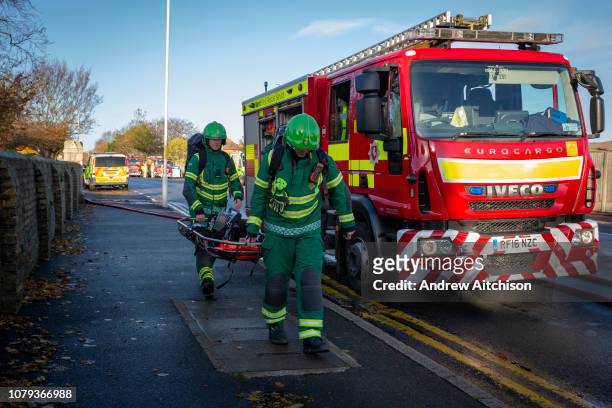 Paramedics and Kent Fire Services tackle a major fire at Morrisons supermarket in Folkestone, Kent. 8th November 2018. The fire started in the cafe...