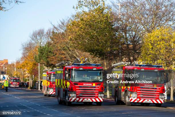 Kent Fire Services tackle a major fire at Morrisons supermarket in Folkestone, Kent. 8th November 2018. The fire started in the cafe chip fryer and...