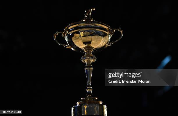 Surrey , United Kingdom - 8 January 2019; A general view of the Ryder Cup trophy prior to the announcement of the European Ryder Cup captain for the...