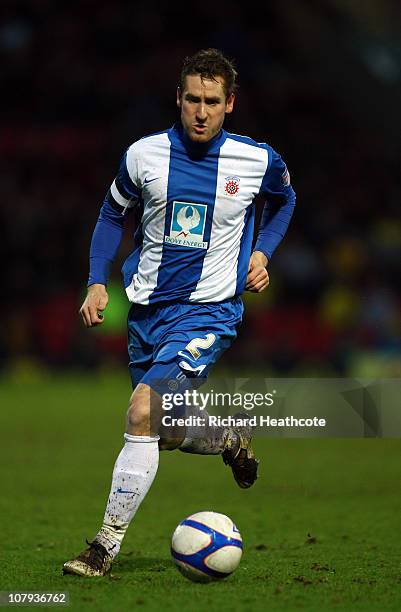 Neil Austin of Hartlepool in action during the 3rd round FA Cup Sponsored by E.ON match between Watford and Hartlepool United at Vicarage Road on...