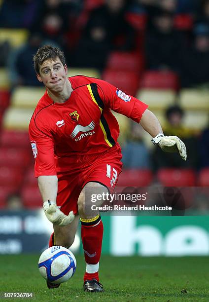 Goalkeeper Rene Gilmartin of Watford in action during the 3rd round FA Cup Sponsored by E.ON match between Watford and Hartlepool United at Vicarage...