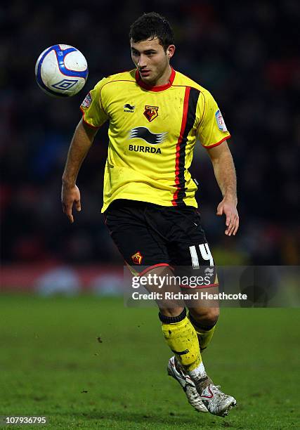 Ross Jenkins of Watford in action during the 3rd round FA Cup Sponsored by E.ON match between Watford and Hartlepool United at Vicarage Road on...