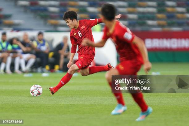 Luong Xuan Truong of Vietnam in action during the AFC Asian Cup Group D match between Iraq and Vietnam at Zayed Sports City Stadium on January 8,...