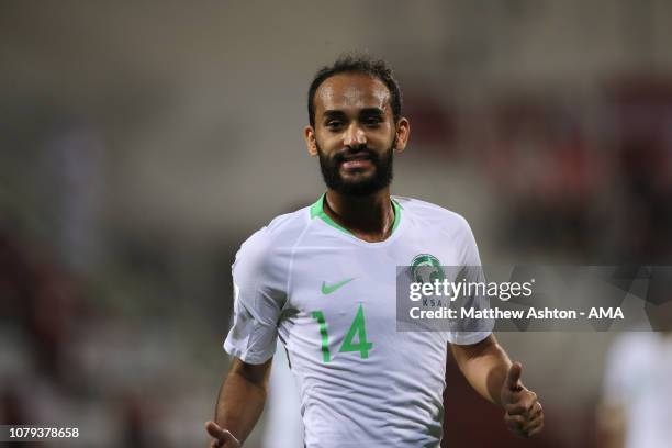 Abdullah Otayf of Saudi Arabia during the AFC Asian Cup Group E match between Saudi Arabia and North Korea at Rashid Stadium on January 8, 2019 in...