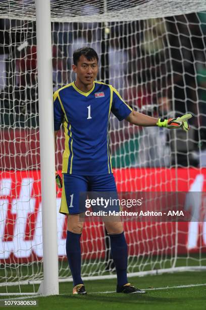 Ri Myong-guk of North Korea during the AFC Asian Cup Group E match between Saudi Arabia and North Korea at Rashid Stadium on January 8, 2019 in...