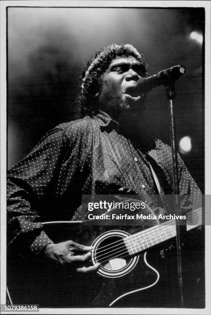 Yothu Yindi. Lead singer Mandawuy Yunupingu performing at the Big Day Out. January 25, 1992. .