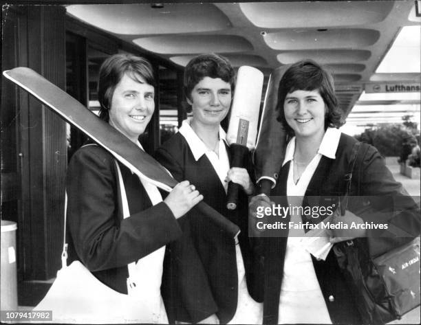Women's Cricket Team -- : Barbara Tryle of Melbourne , Cecilia Wilson of Heckenberg, near Liverpool, and Debbie Martin from Bankstown.The Australian...