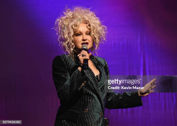 Cyndi Lauper performs onstage during Cyndi Lauper's 8th Annual 'Home For The Holidays' Benefit Concert at Beacon Theatre on December 08, 2018 in New...
