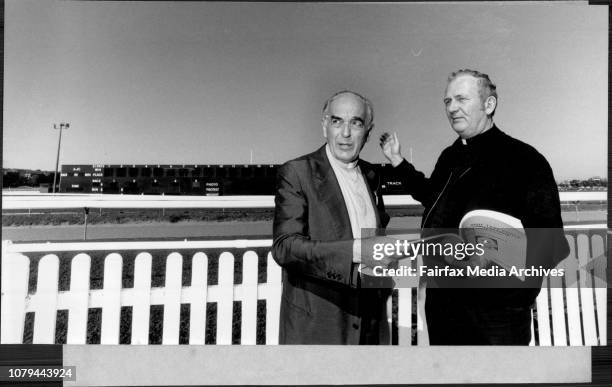 Vation man here for the arrangement of the Papal tour at the Randwick race course.A pictured of the model of the Dias her mass will be said by the...