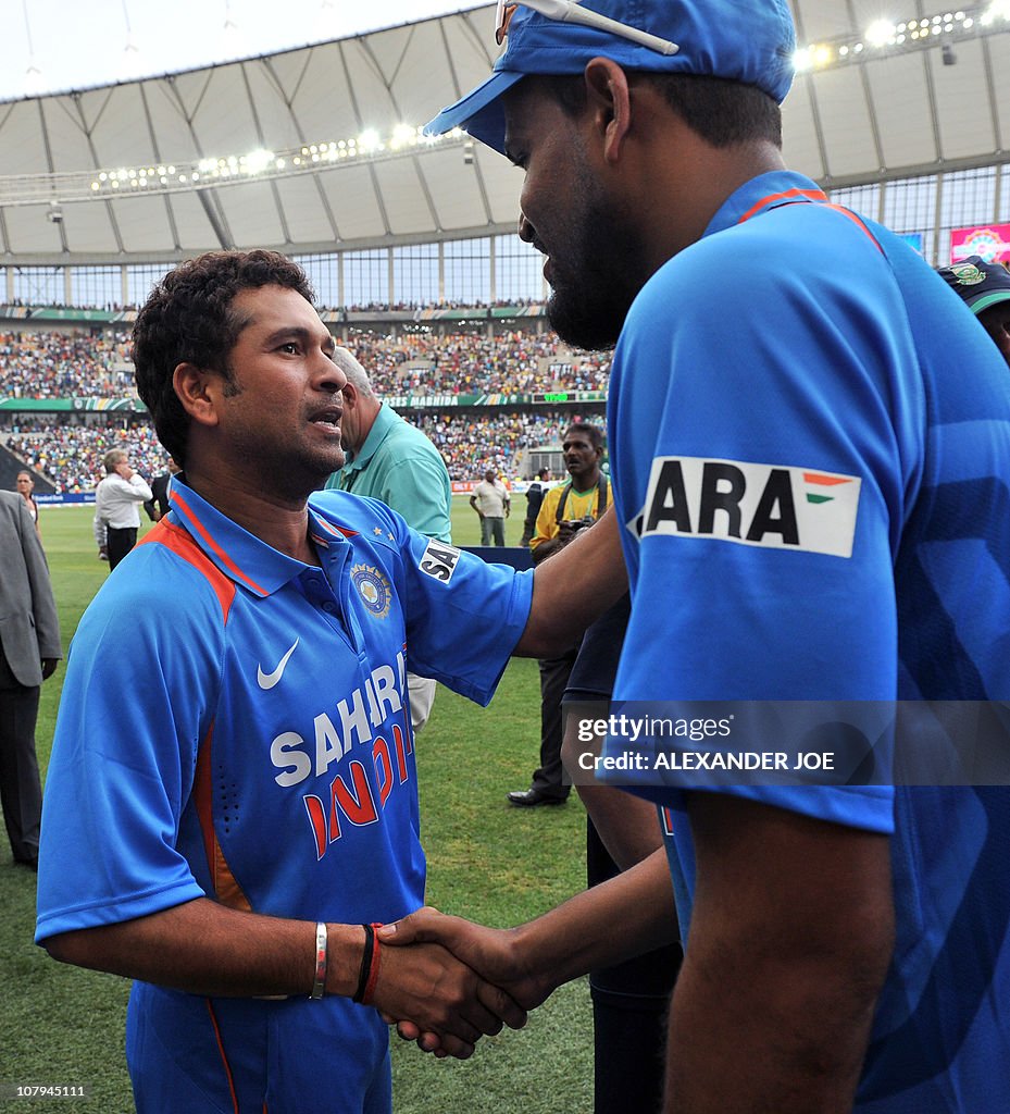 India's cricketer Sachin Tendulkar congr