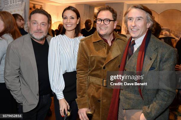 John Thomson, Melanie Sykes, Alan Carr and Steve Coogan attend a special screening of "Stan & Ollie" at The Soho Hotel on January 8, 2019 in London,...
