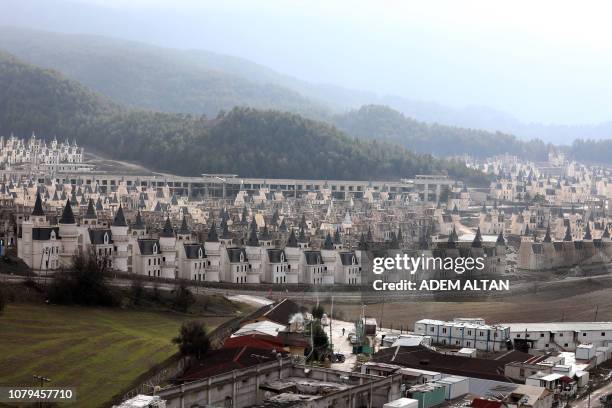 Photo shows hundreds of houses part of the Sarot Group's Burj Al Babas project on December 15, 2018 close to the town centre of Mudurnu in the Bolu...