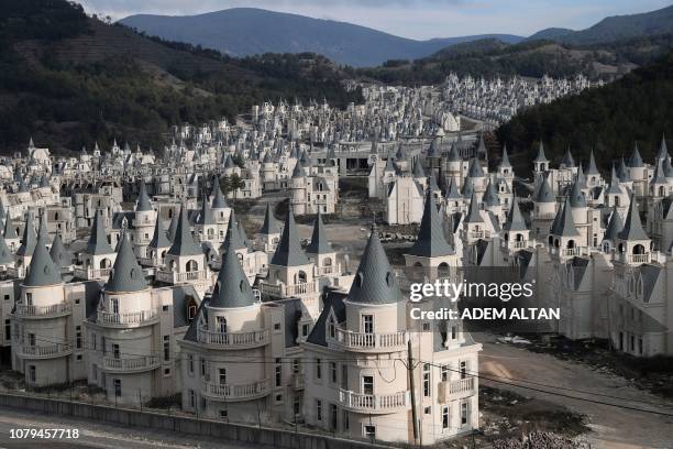 Photo shows hundreds of houses part of the Sarot Group's Burj Al Babas project on December 15, 2018 close to the town centre of Mudurnu in the Bolu...