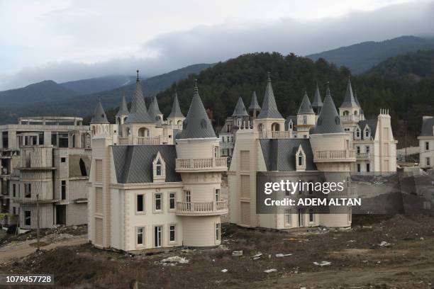 Photo shows hundreds of houses part of the Sarot Group's Burj Al Babas project on December 15, 2018 close to the town centre of Mudurnu in the Bolu...