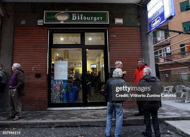 General view of the 'Il gatto e la volpe' bar where Carlo Trabona killed two of his neighbours on January 9, 2011 in Genoa, Italy. Carlo Trabona, a...