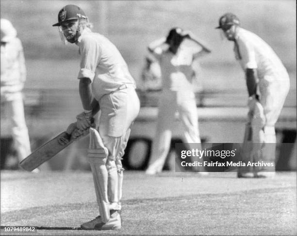 No, it's not a mirage - and the bowler was not seeing double. Dirk Wellham was simply practising his shots at the bowler's end as Doug Walters took...