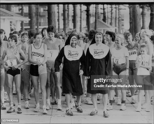 Couple of humorous gentleman line-up at the start and went onto the run.The 4th annual Avon Women's marathon was held at Manly today. The start was...