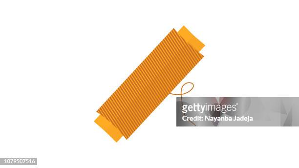 sewing needles and thread design elements - ribbon sewing item stock illustrations